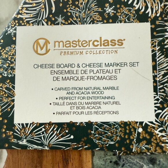 Masterclass Premium Cheese Board Marker Set Christmas Tree Design Wood Marble - Picture 7 of 11